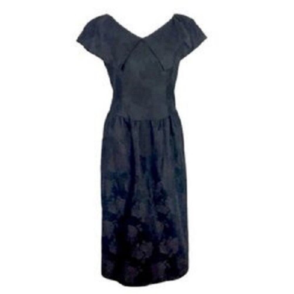 Vintage Lanz Originals Black Dress 80s does 50s 6/8 Whimsygoth Dark Coquette